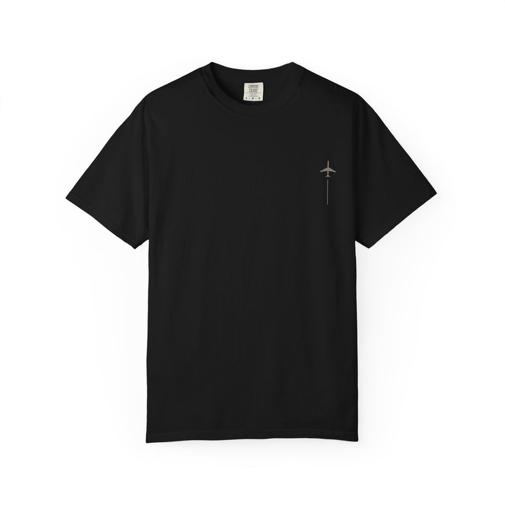 Aviation Night Sky Unisex T-Shirt — Plane Over Moon Graphic