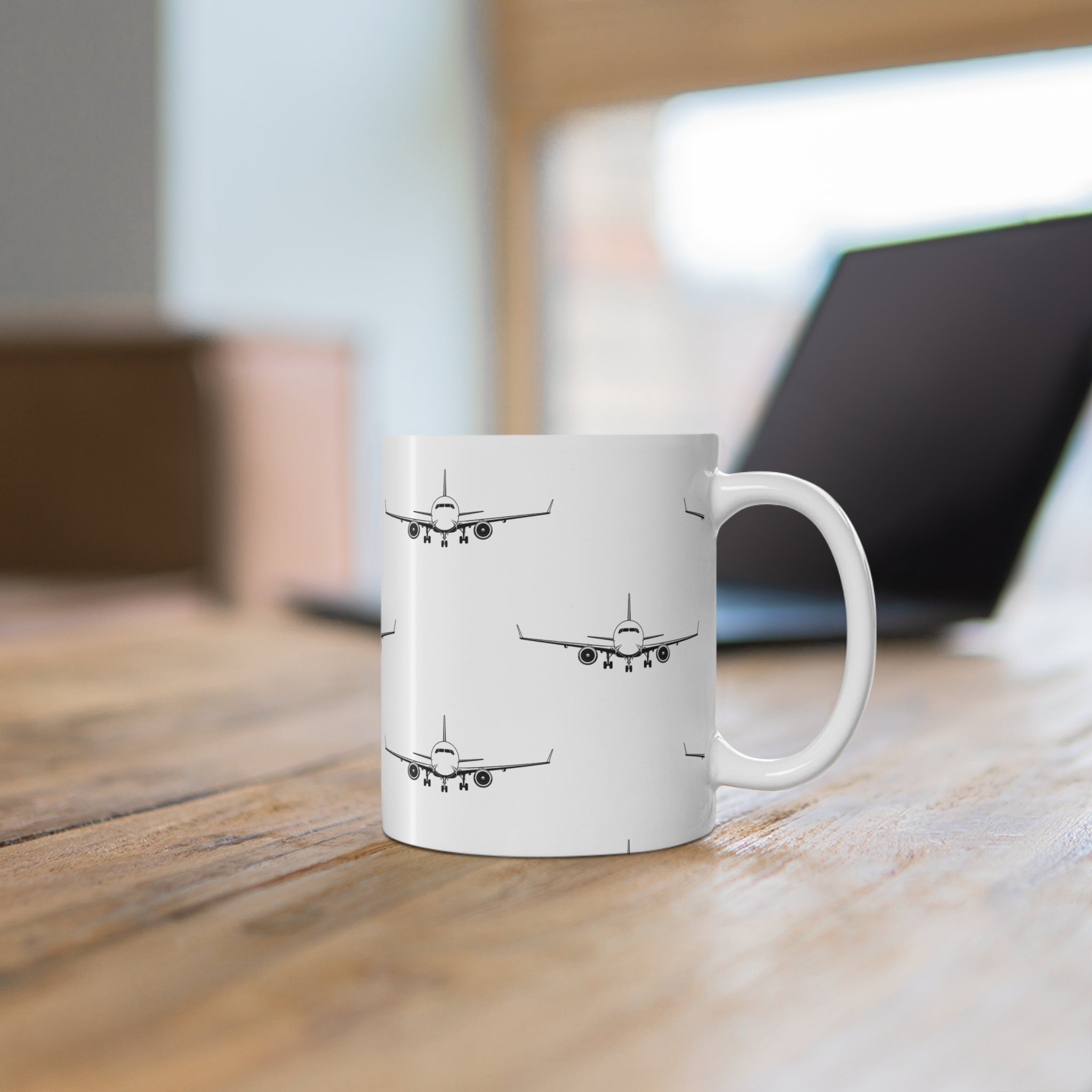 Aviation Pattern Mug - Airplane 11oz Coffee Cup for Pilots & Travel Lovers