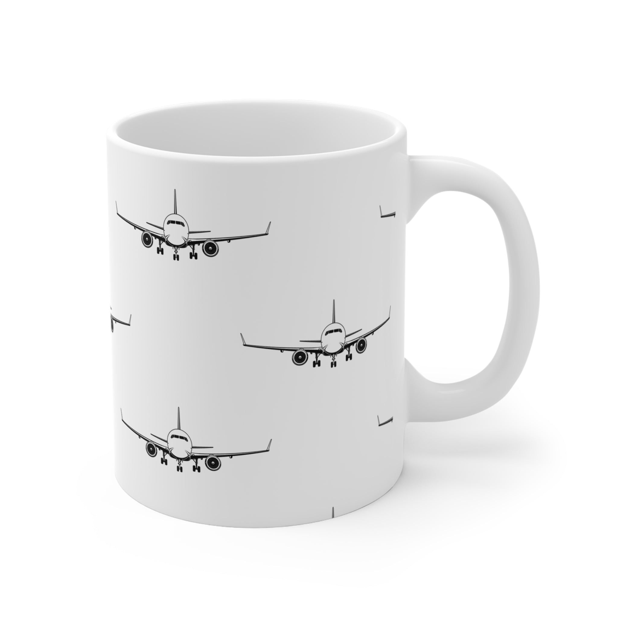 Aviation Pattern Mug - Airplane 11oz Coffee Cup for Pilots & Travel Lovers